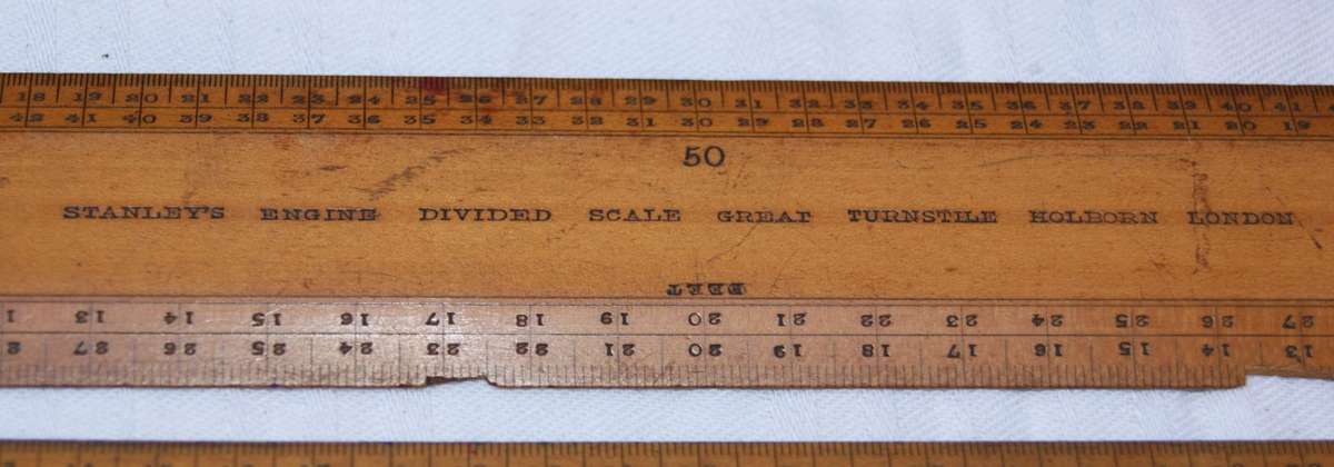 Antique Robert Nicholl London Scale Rule Set  8 Rules in Flame Mahogany Box