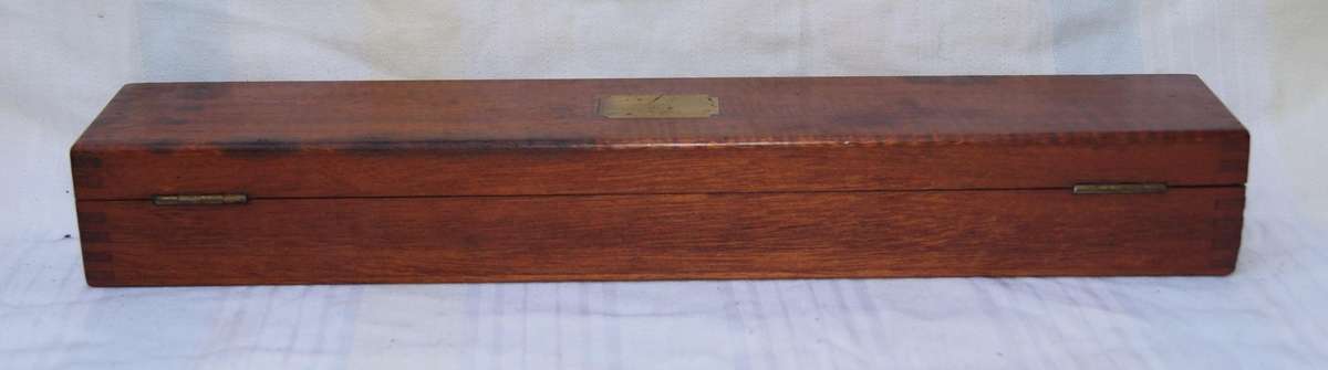 Antique Robert Nicholl London Scale Rule Set  8 Rules in Flame Mahogany Box