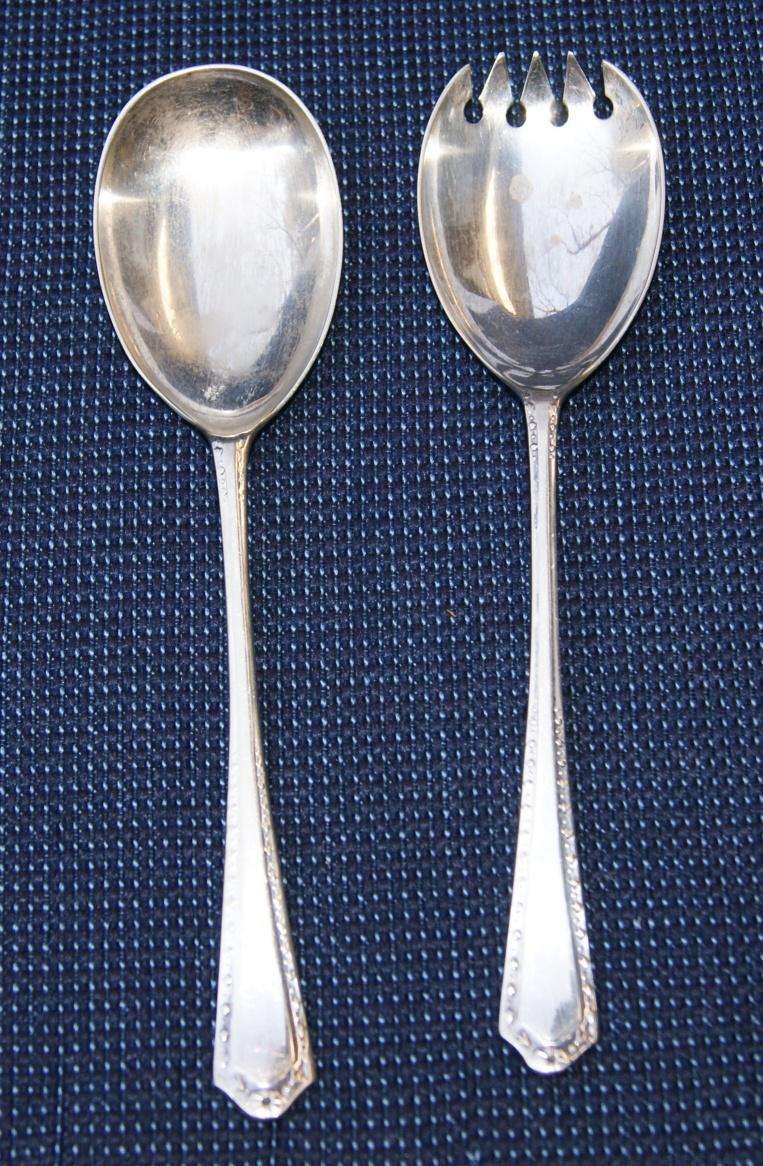 Vintage EPNS Salad Server Set  Pair of Ornate Silver-Plated Utensils