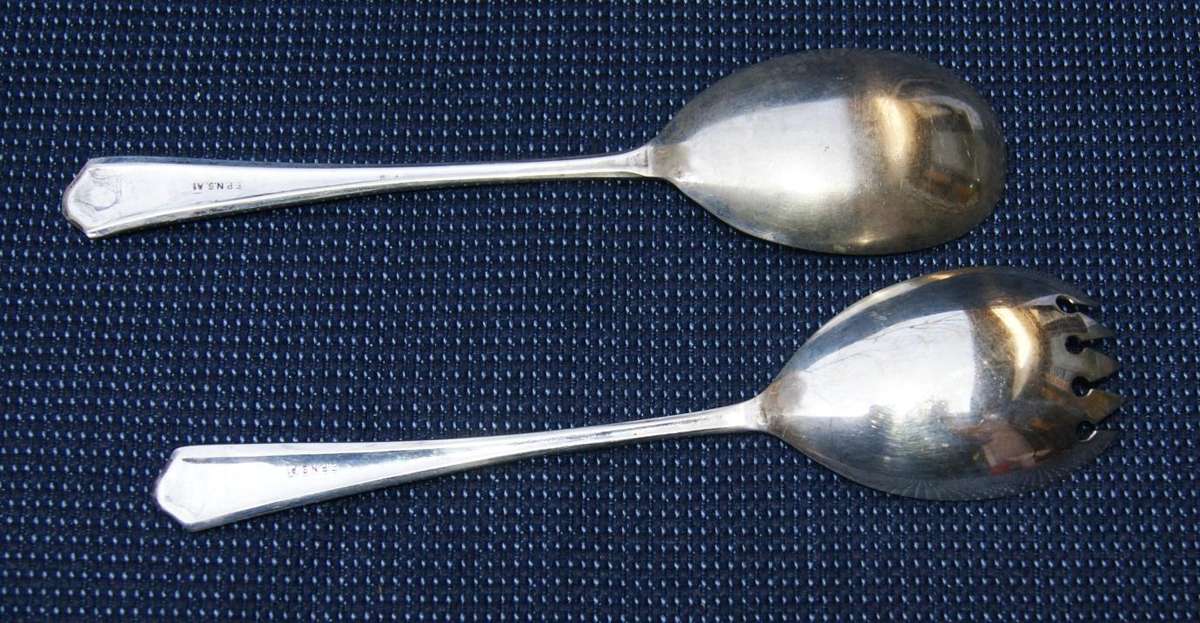 Vintage EPNS Salad Server Set  Pair of Ornate Silver-Plated Utensils