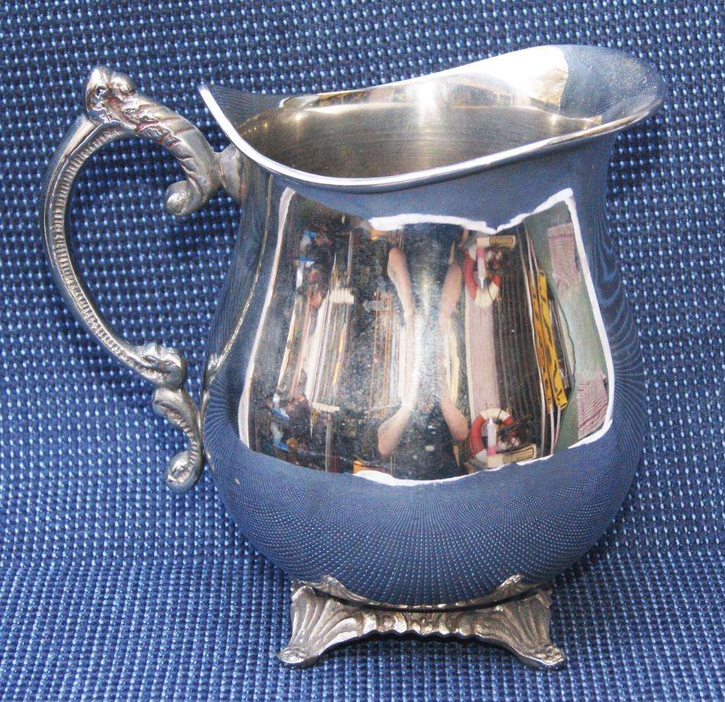 Ornate Silver-Plated Water Jug  Footed Vintage Pitcher