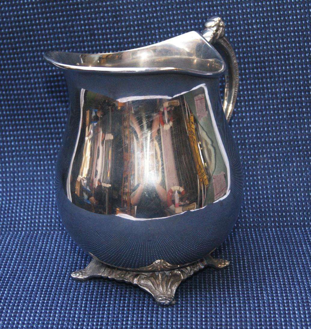 Ornate Silver-Plated Water Jug  Footed Vintage Pitcher