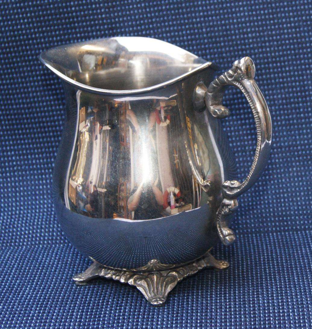 Ornate Silver-Plated Water Jug  Footed Vintage Pitcher