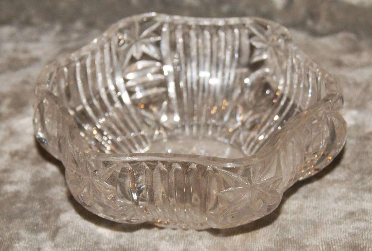 Pressed Glass Hexagonal Dish