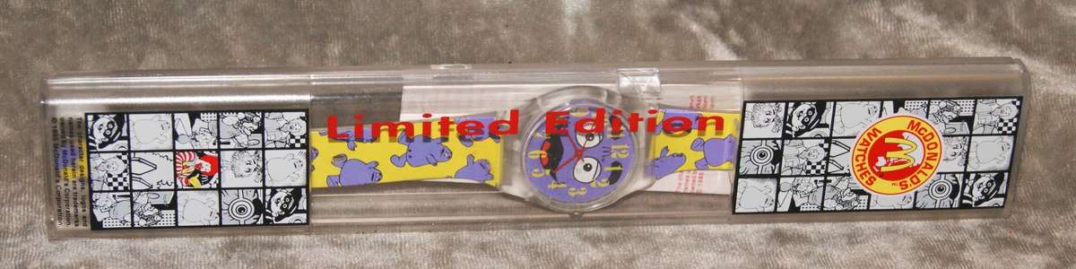 McDonalds Watches Limited Edition Grimace Watch 1995 Brand New in original Case (needs battery)