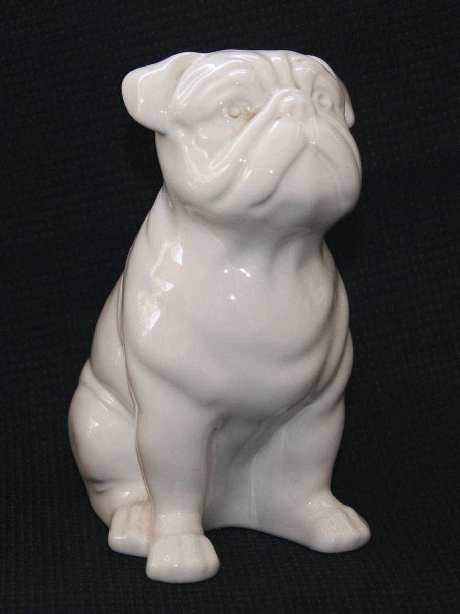 White Ceramic Large Bulldog Ornament