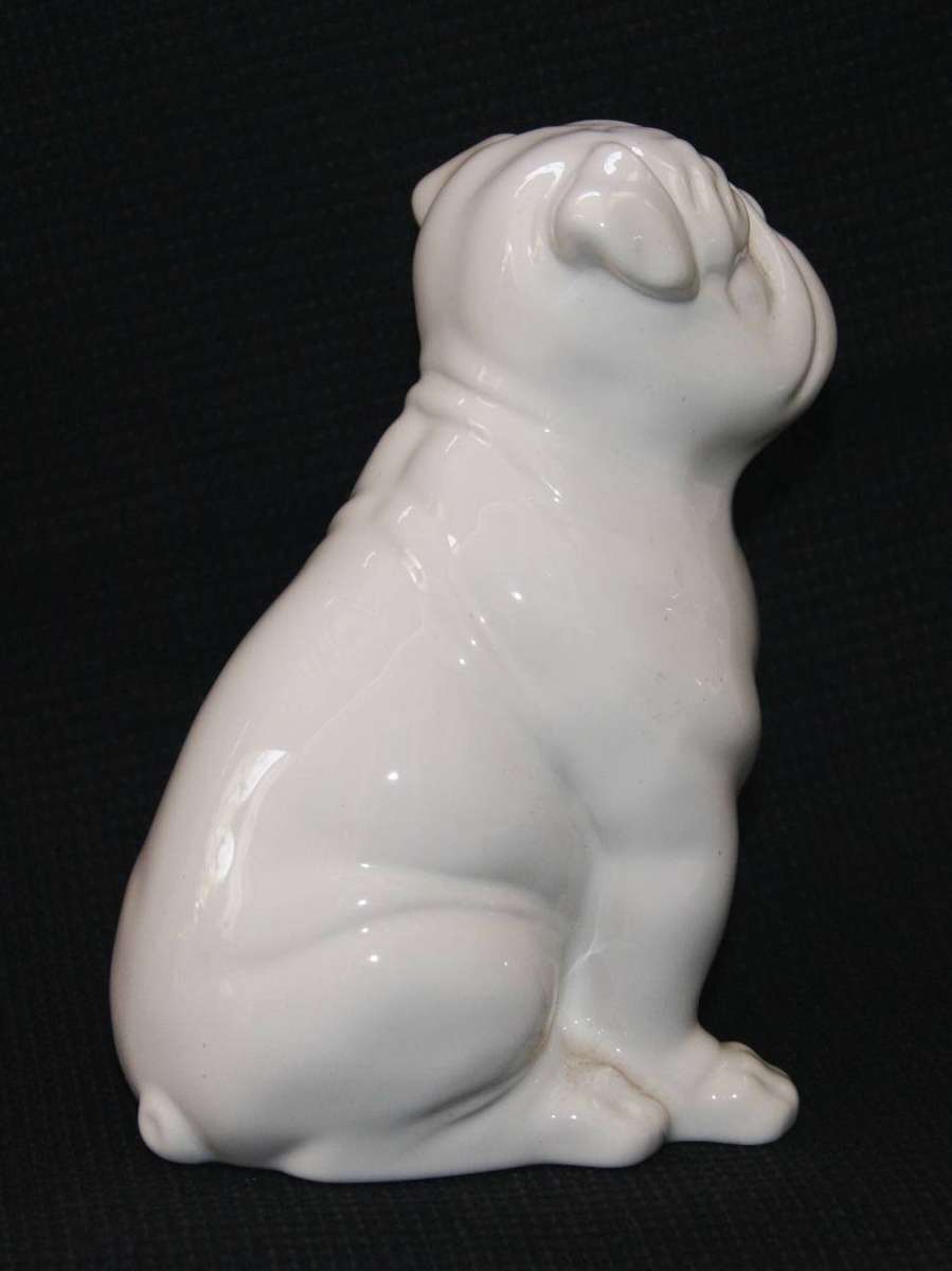 White Ceramic Large Bulldog Ornament