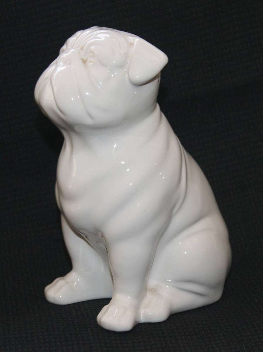 White Ceramic Large Bulldog Ornament