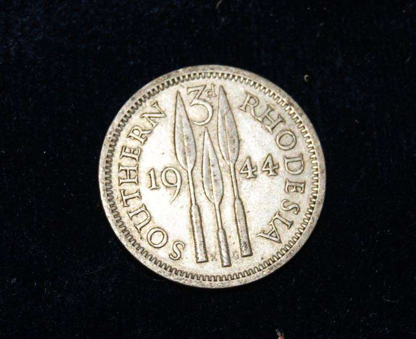 1944 Southern Rhodesia 3 Pence (50% Silver)