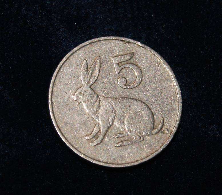 1980 Zimbabwe 5cent coin