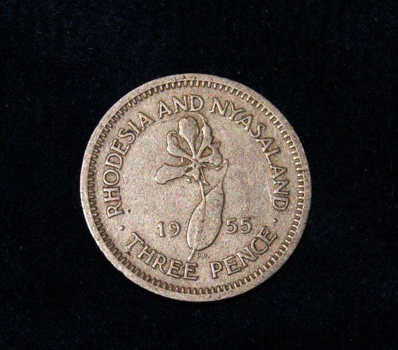 1955 Rhodesia and Nyasaland 3 Pence