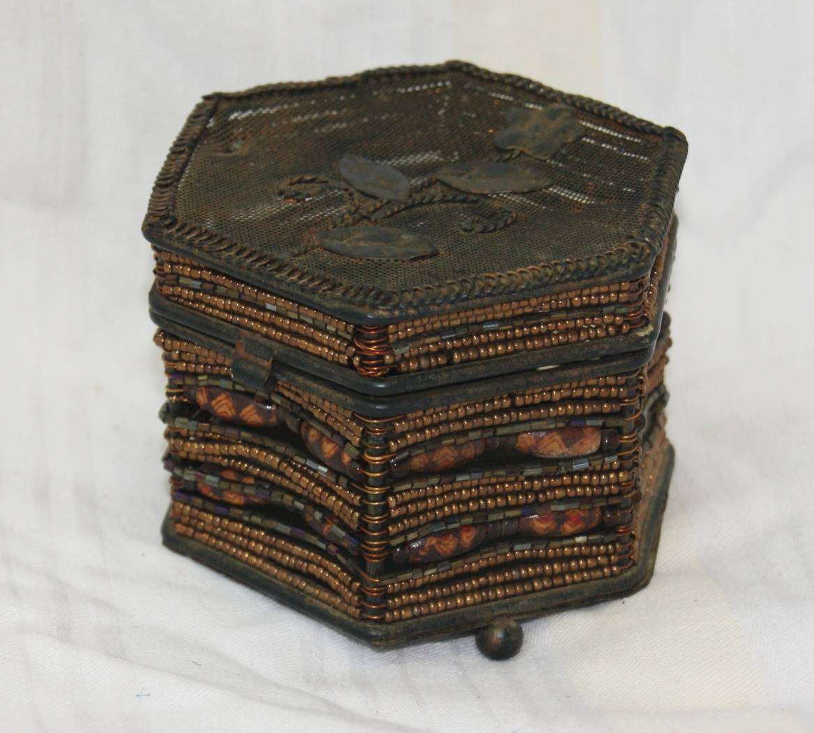 Hand Made Beaded Hexagonal Trinket Box