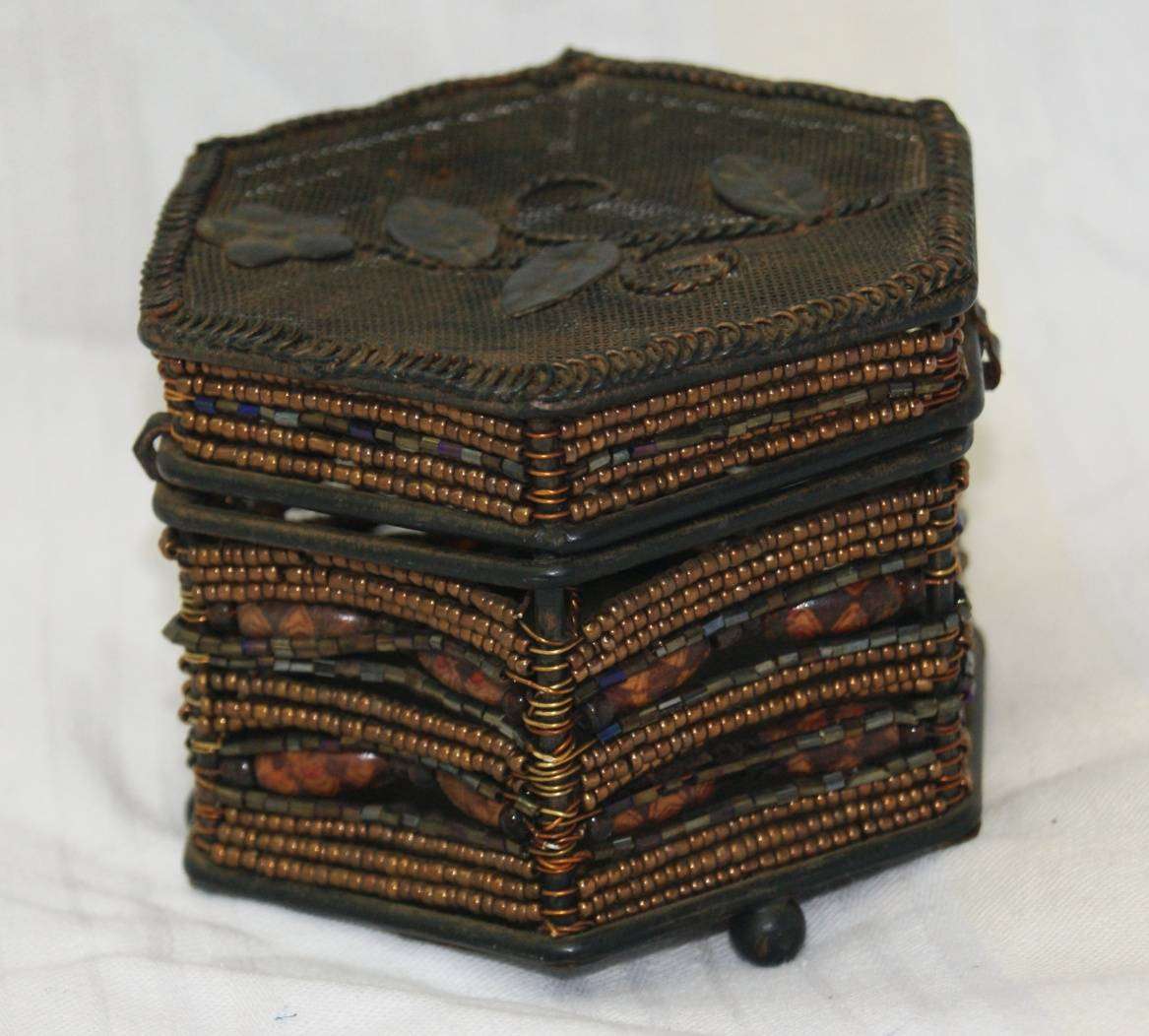 Hand Made Beaded Hexagonal Trinket Box