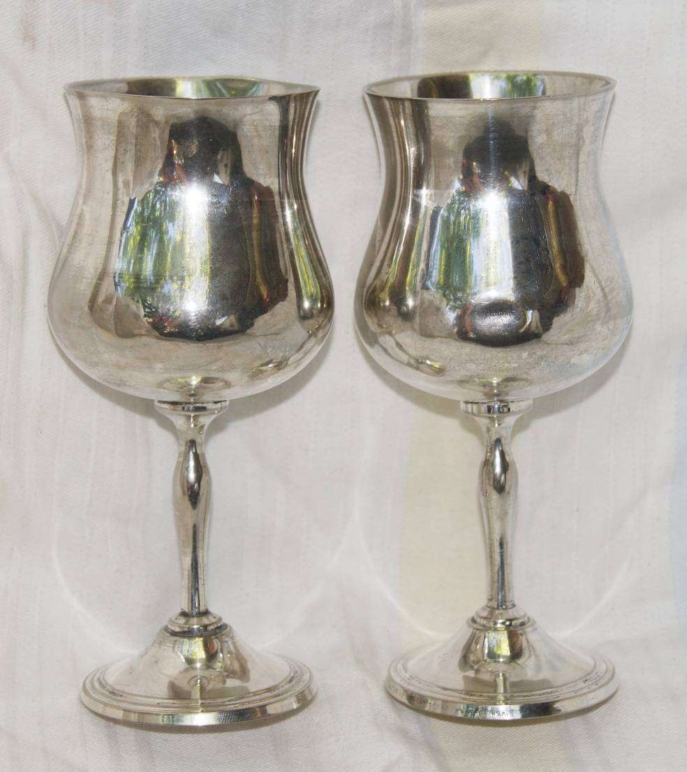 Pair of Silver Plated Wine Goblets