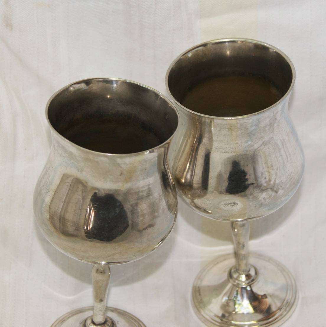Pair of Silver Plated Wine Goblets