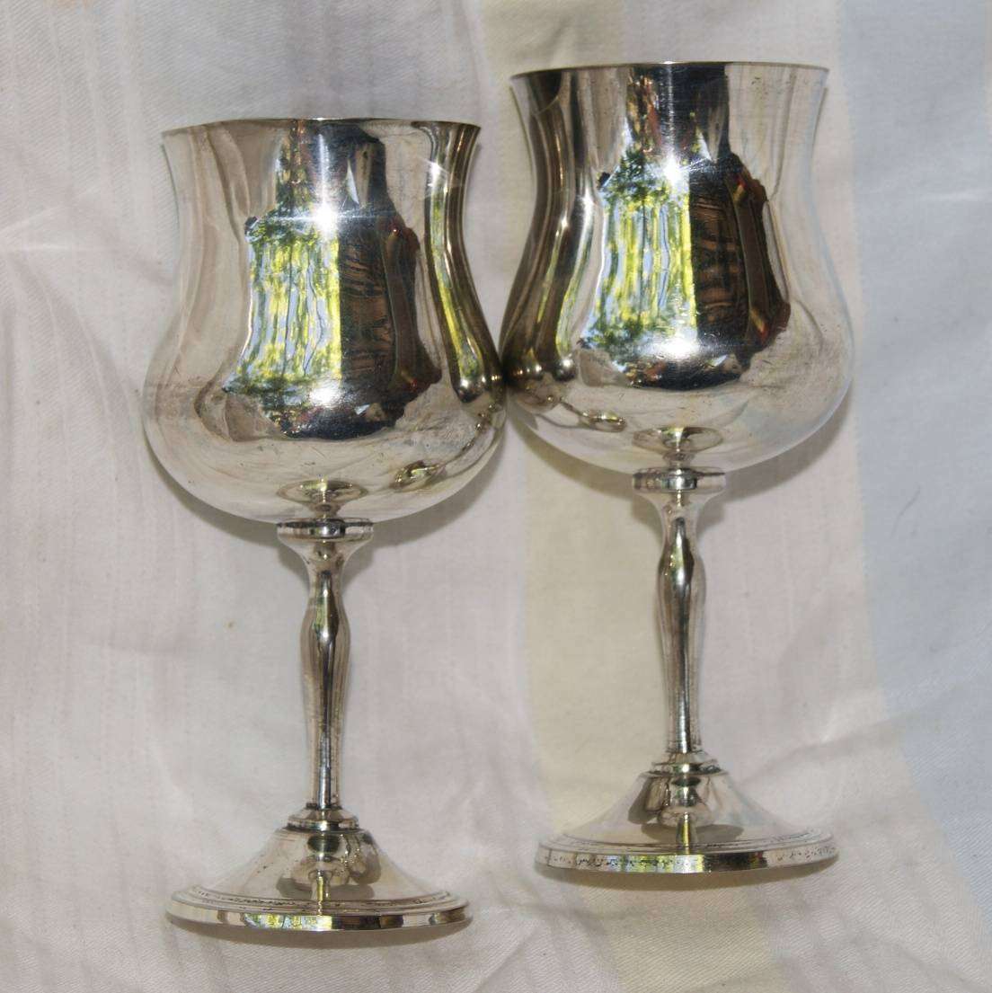 Pair of Silver Plated Wine Goblets