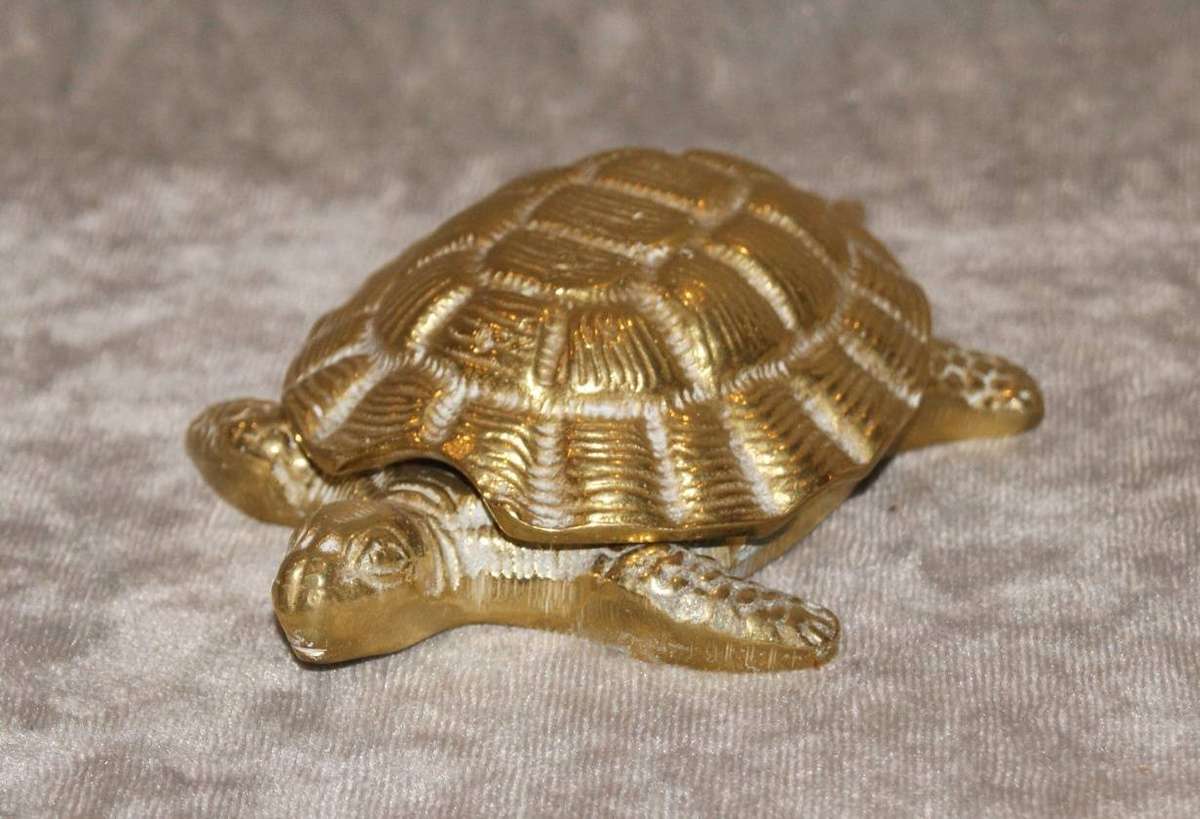 Vintage Brass Metamorphic Turtle Ashtray