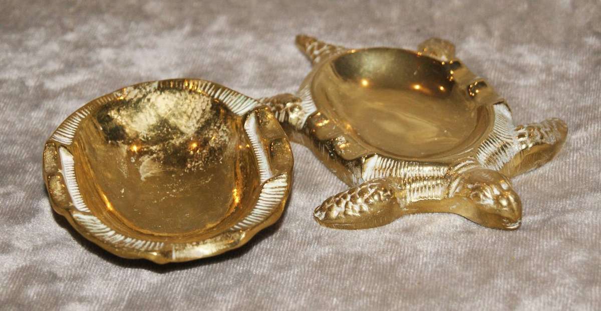 Vintage Brass Metamorphic Turtle Ashtray