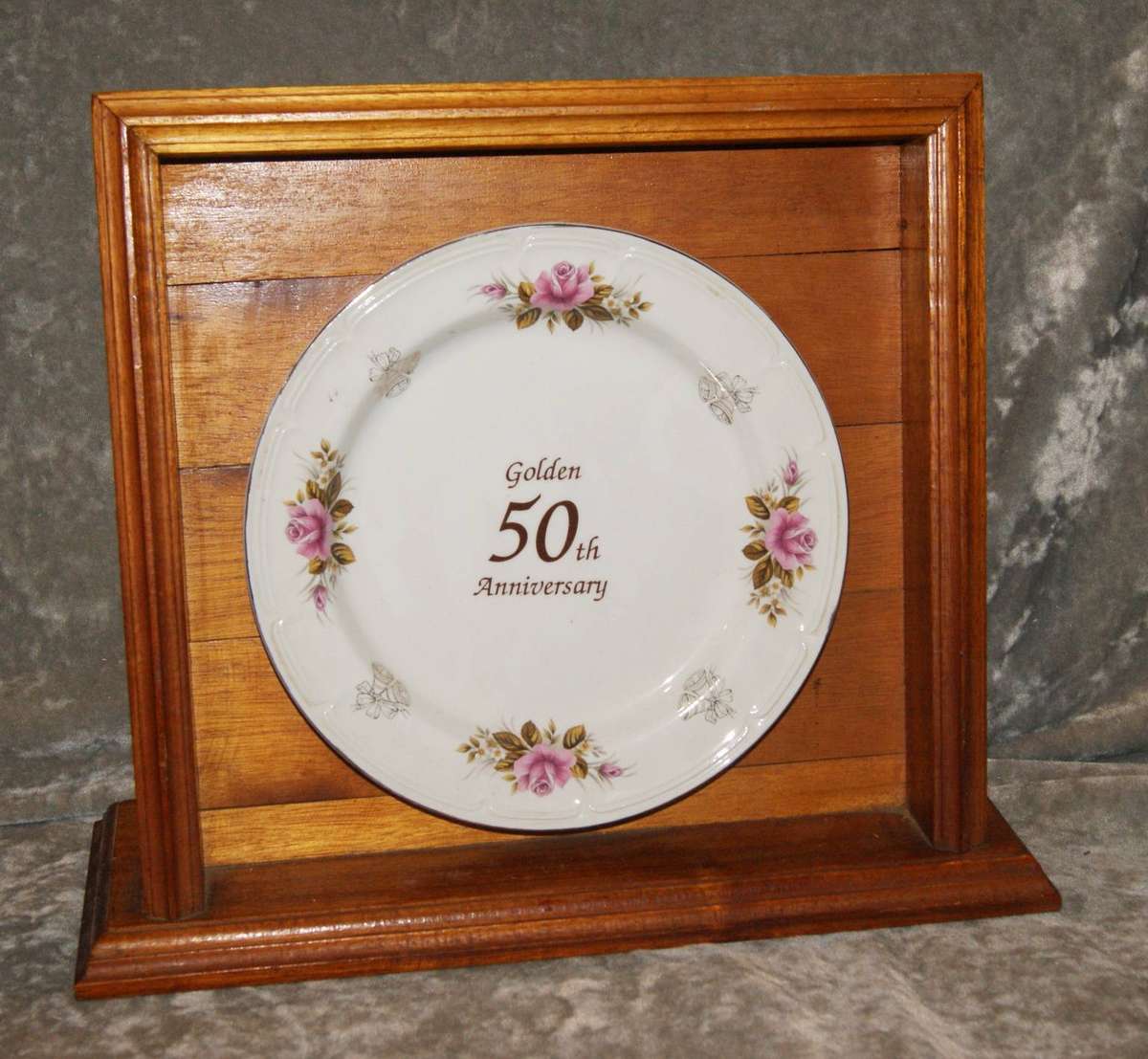 Golden 50th Anniversary Framed Souvenir Plate