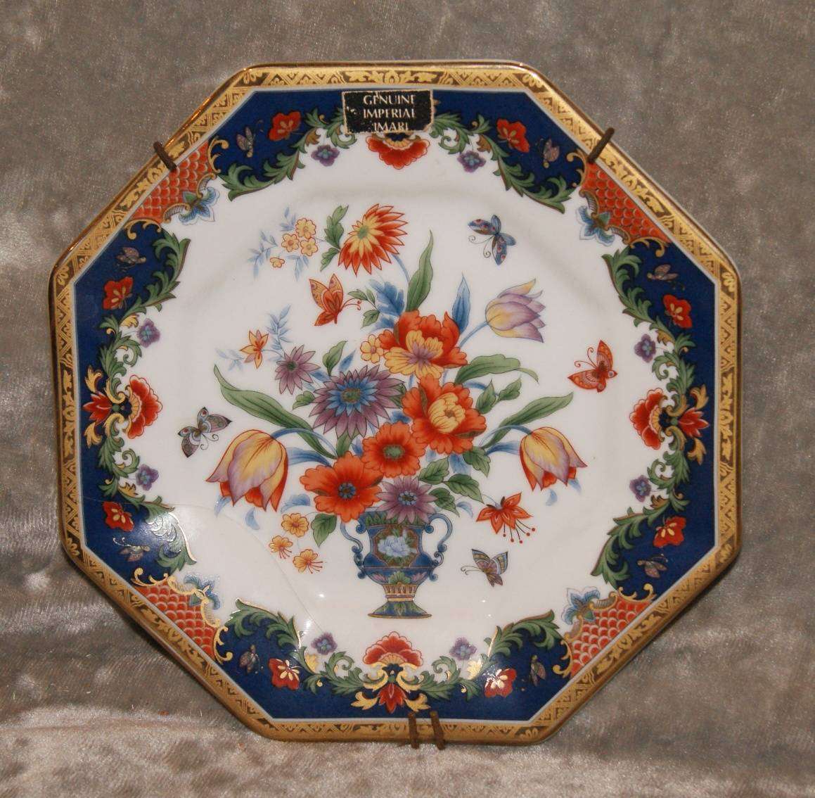 Octagonal Genuine Imperial Imari Wall Hanging Plate with Hanger
