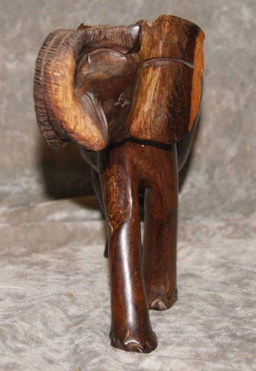 Hand Carved Wooden African Elephant