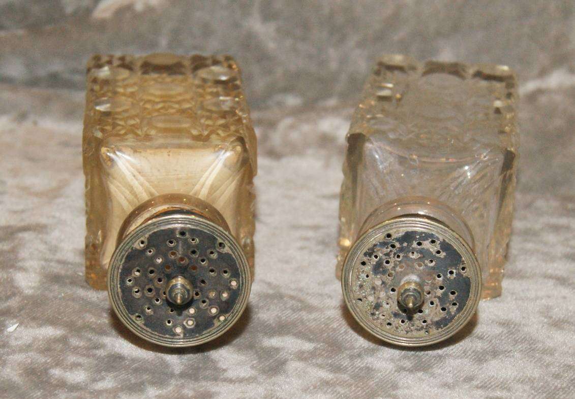 Pair of Antique Hand Cut Crystal Salt and Pepper