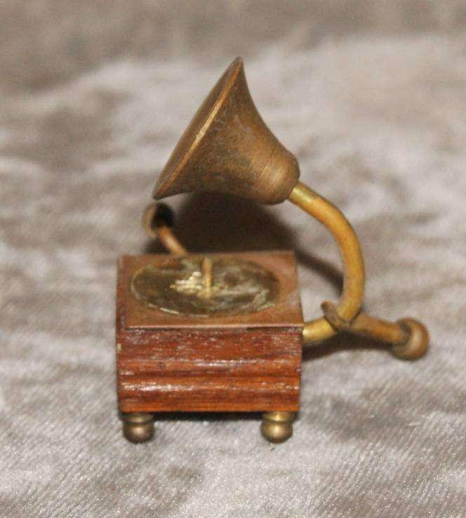Vintage Miniature Brass Gramophone Ornament