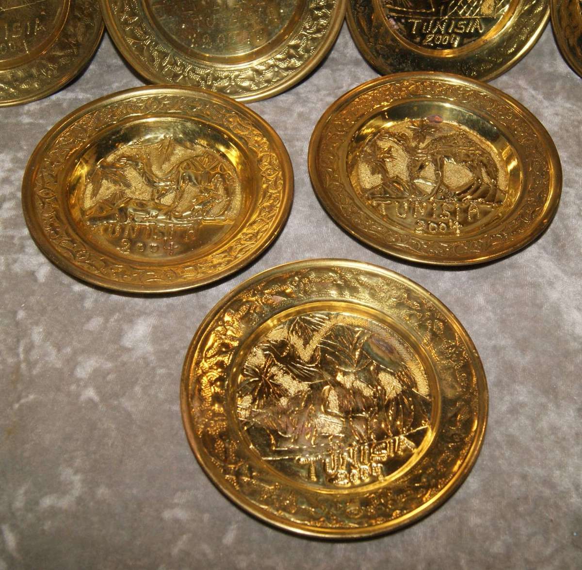 Set of 7 Tunisia 2004 Brass Souvenir Display Plates