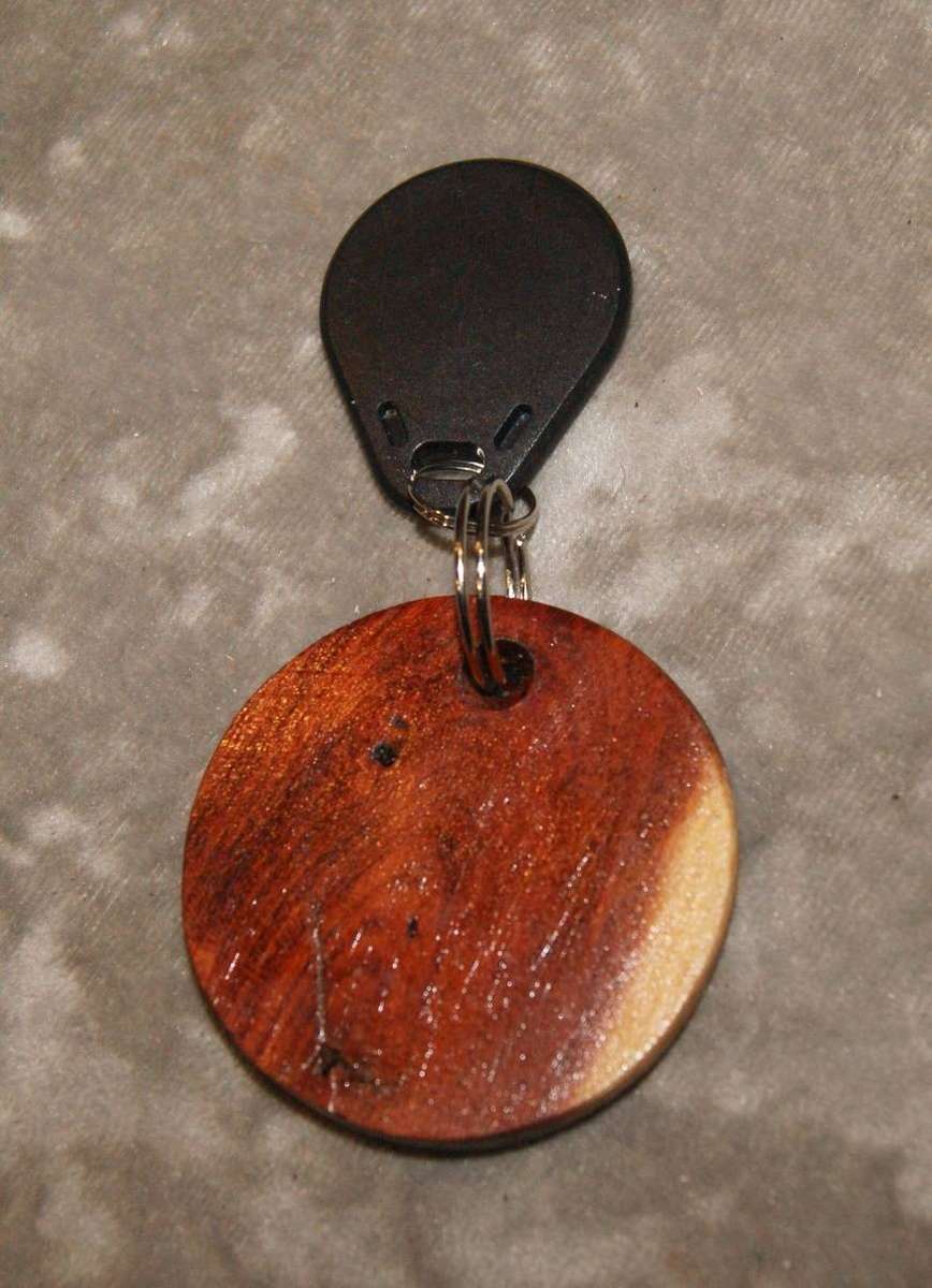 Solid Wood Live Edged Keyring with Flying Duck Motif