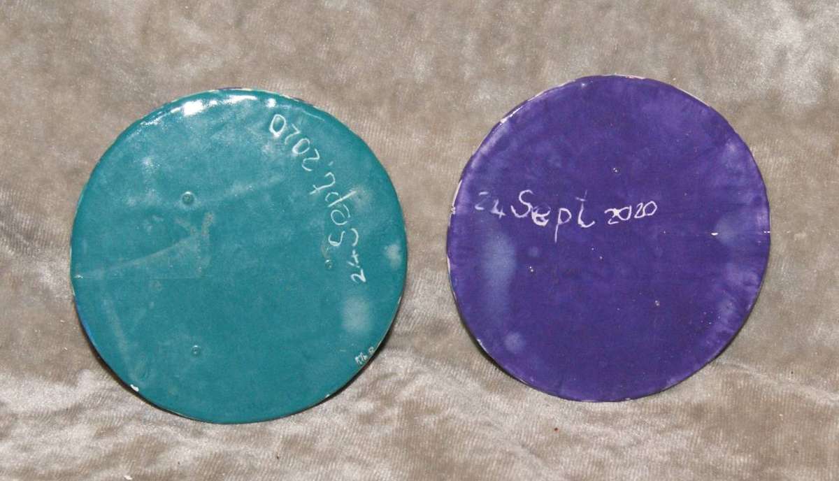 2x Hand Painted Ceramic Coasters