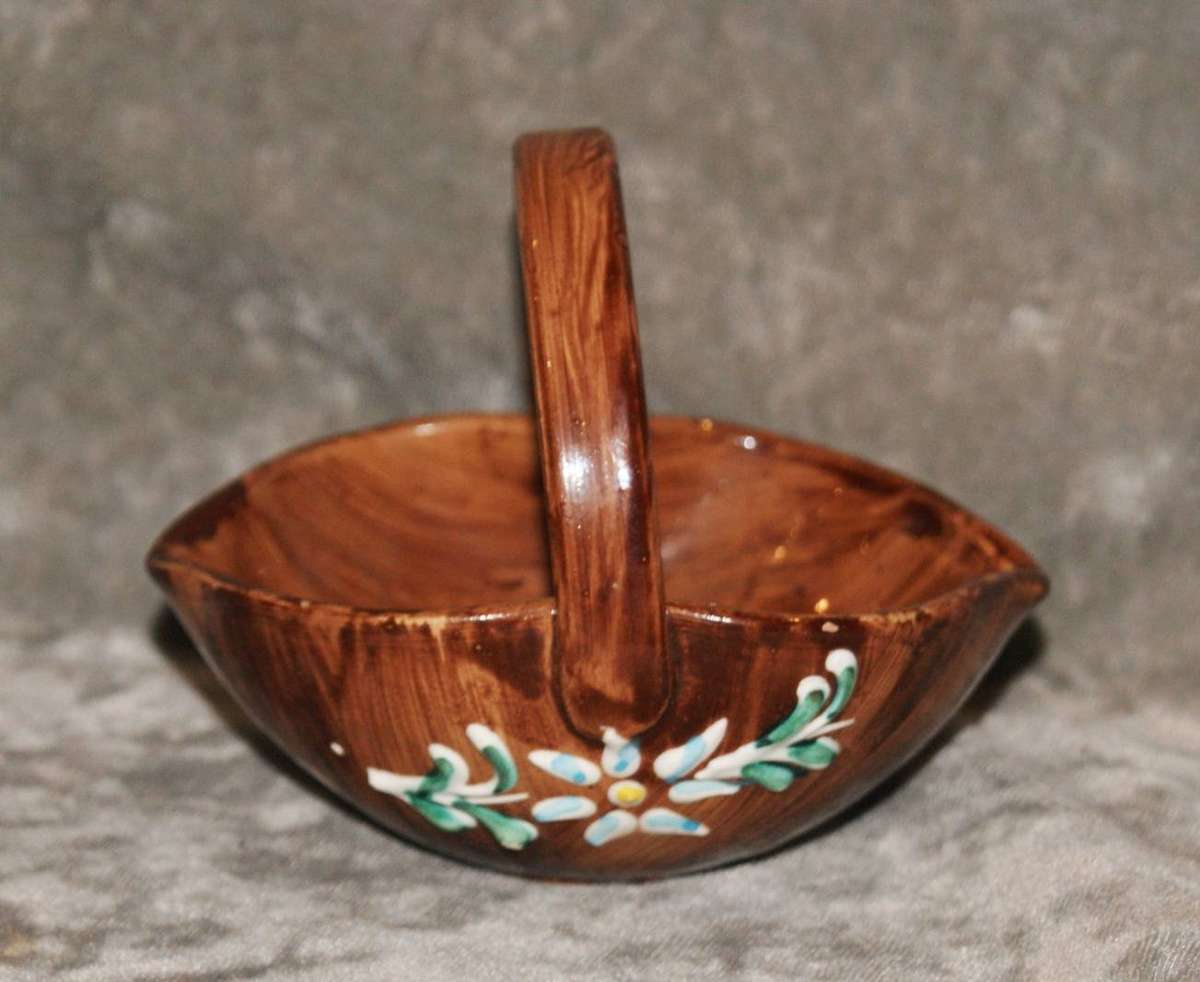 Vintage Italian Hand Painted Ceramic Basket