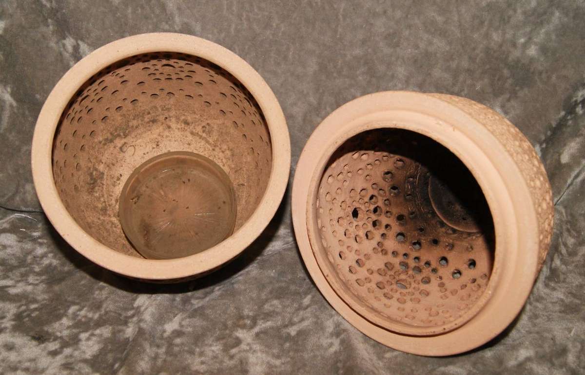 Large Stoneware Pierced Candle Holder