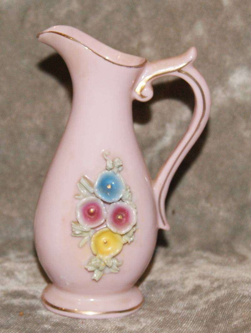 Vintage Pink Ceramic Jug Shaped Vase