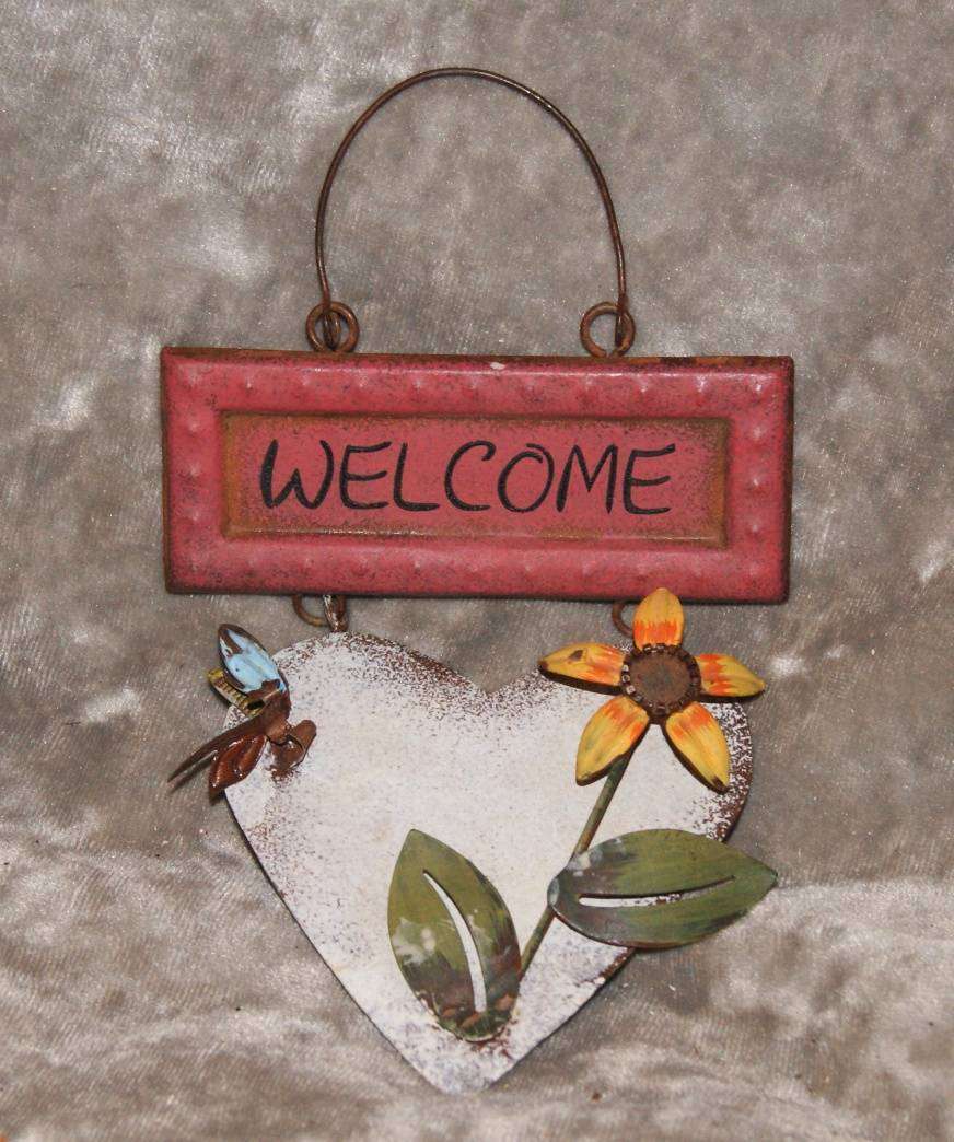 Hand Painted Metal Welcome Sign