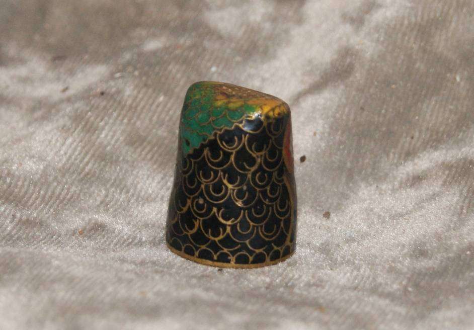Cloisonne Owl Thimble
