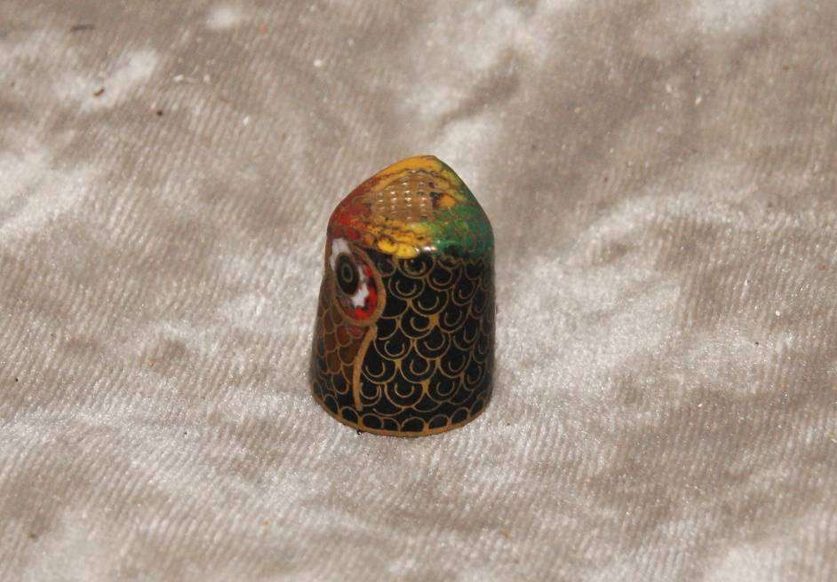 Cloisonne Owl Thimble