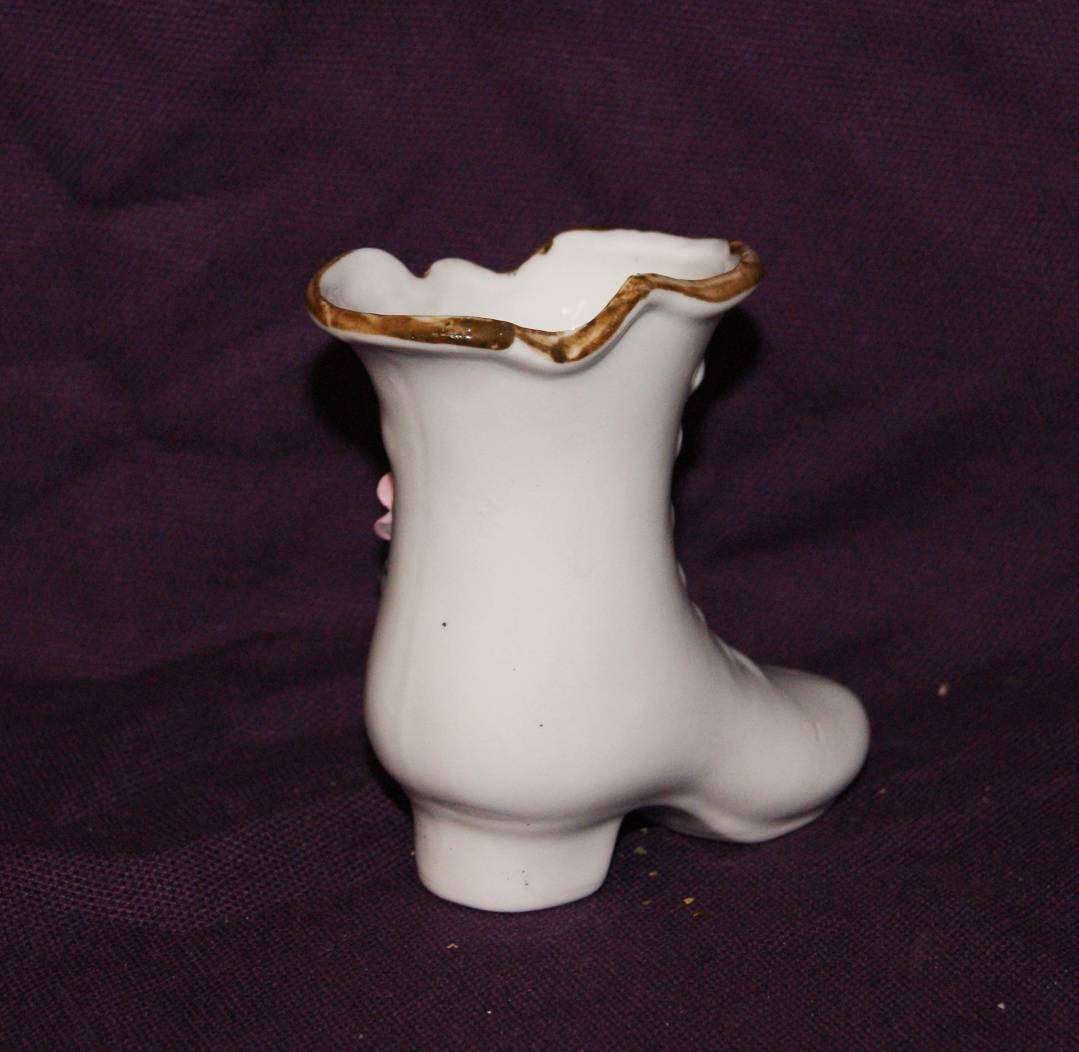 Vintage Porcelain Floral Shoe Vase