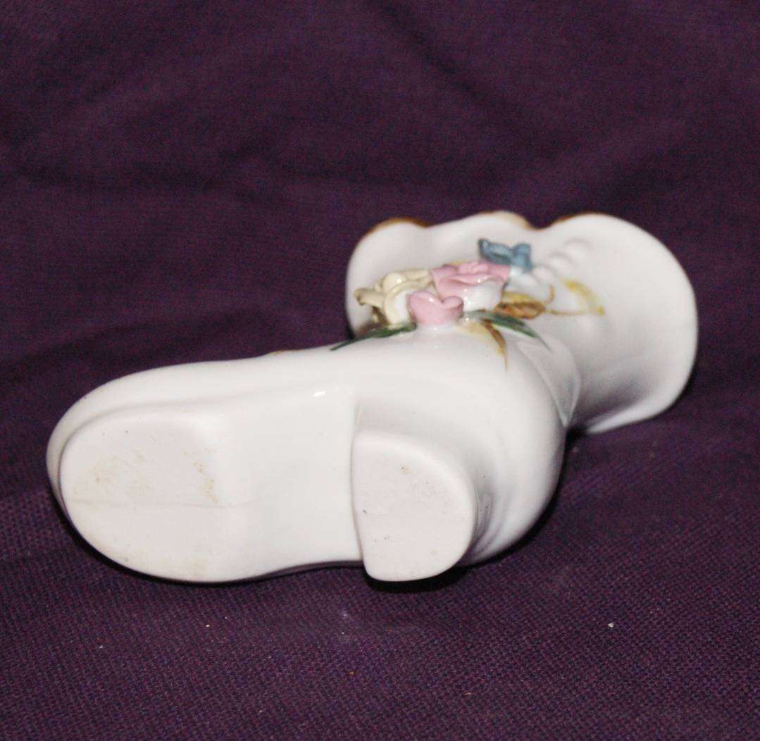 Vintage Porcelain Floral Shoe Vase
