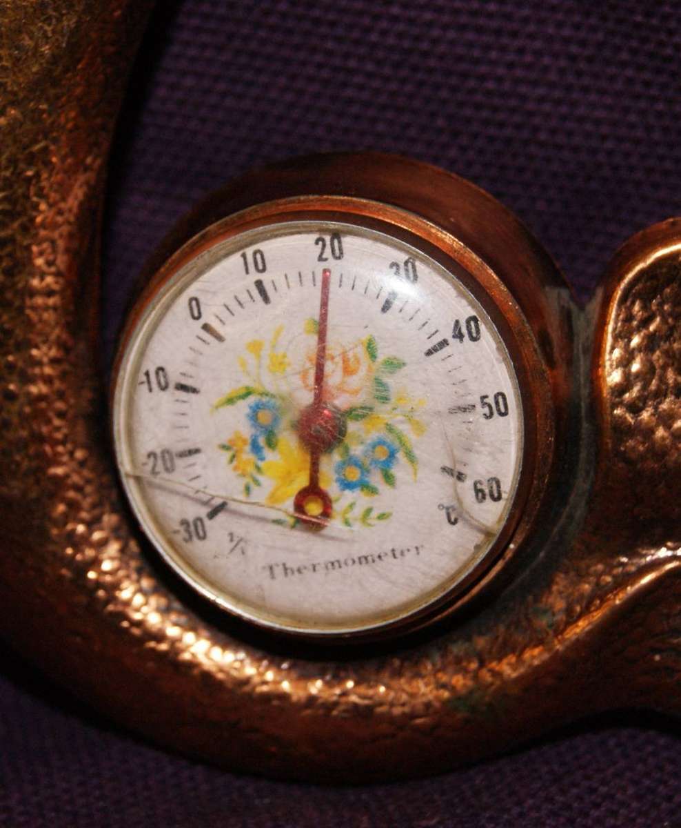 Vintage Copper Dolphin Thermometer Souvenir of Durban