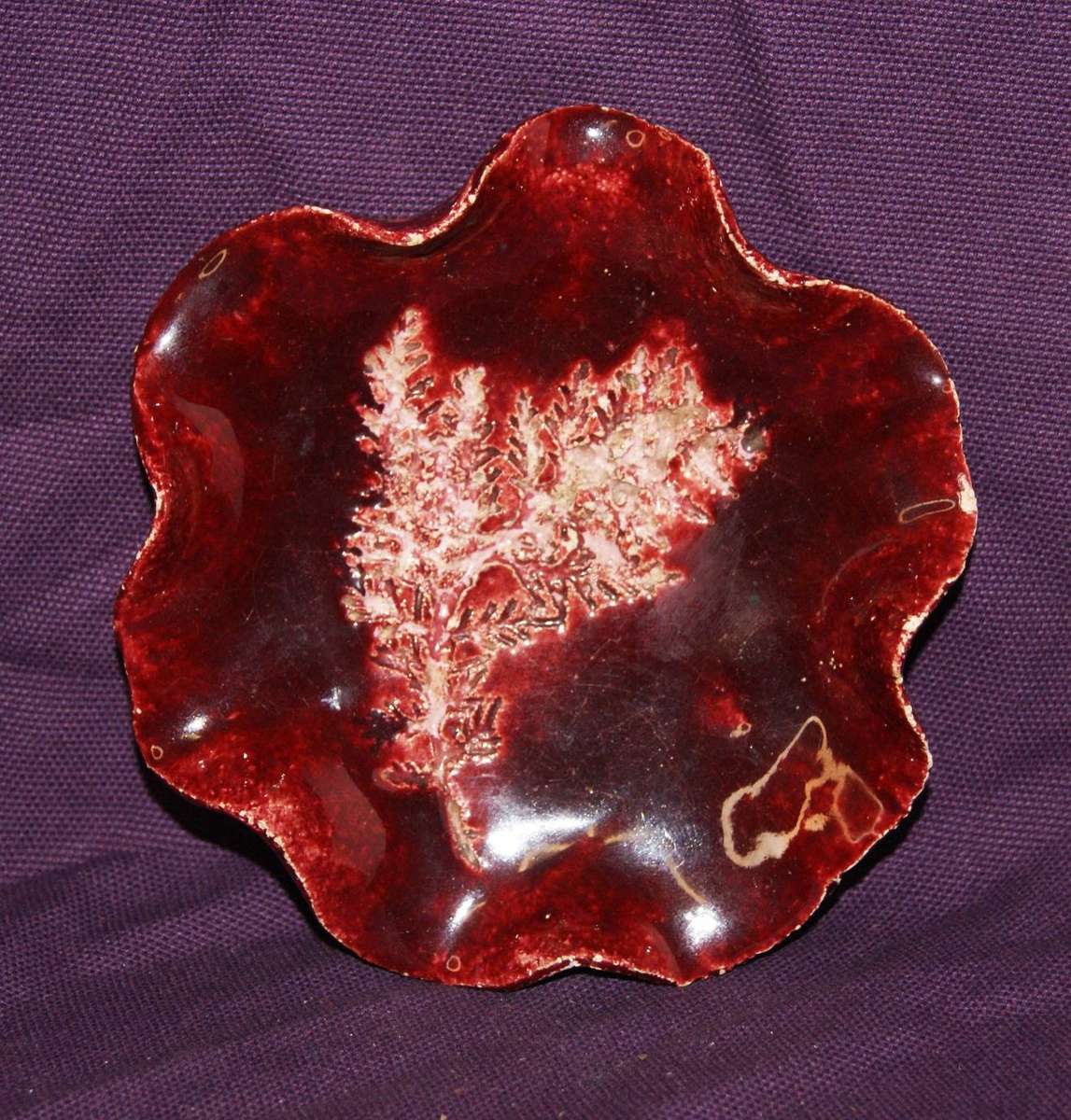 Vintage Red Glazed Stoneware Dish