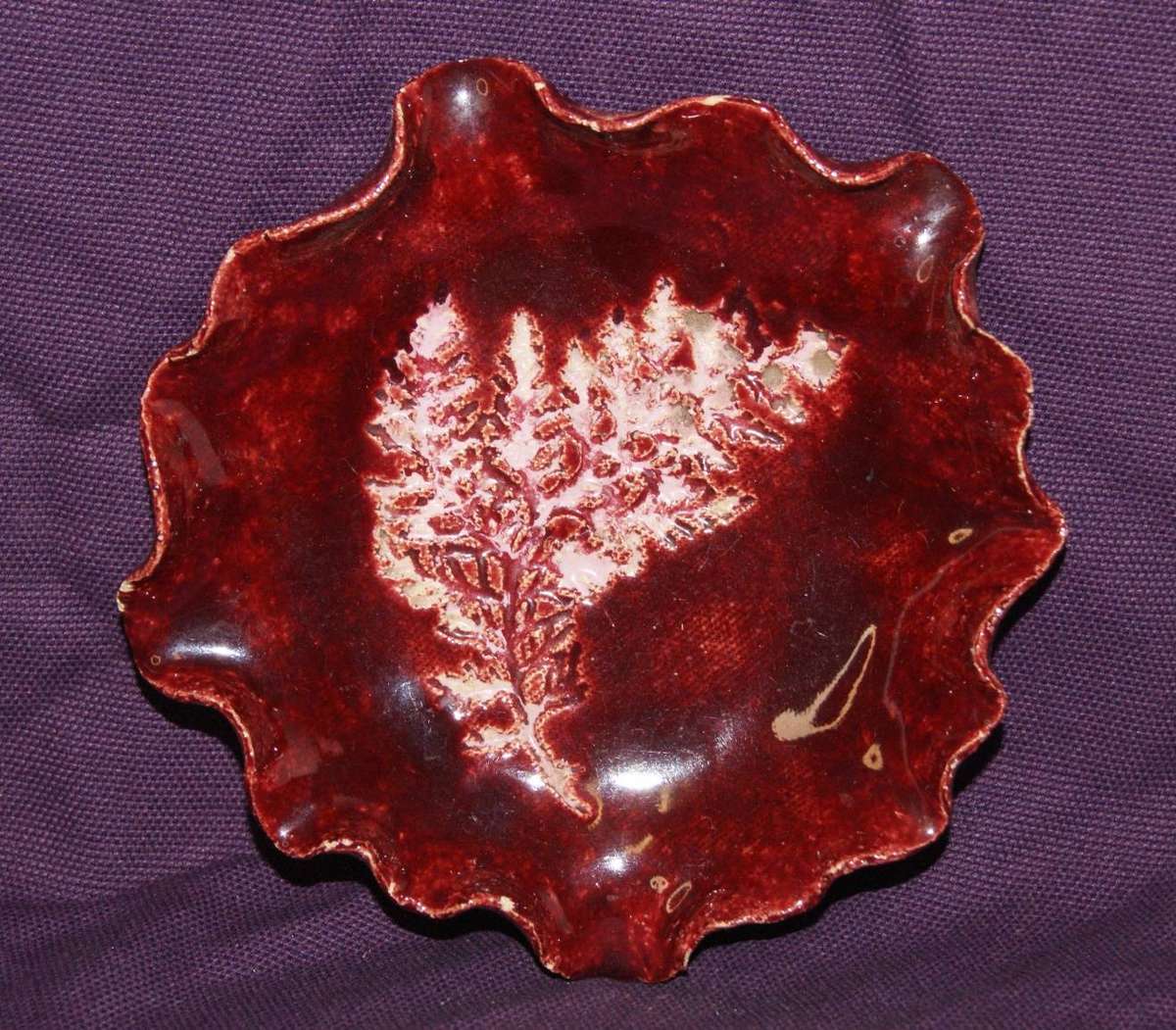 Vintage Red Glazed Stoneware Dish