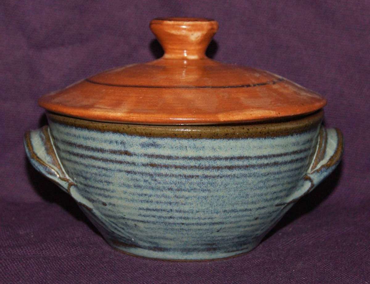 Vintage Stoneware Lidded Bowl