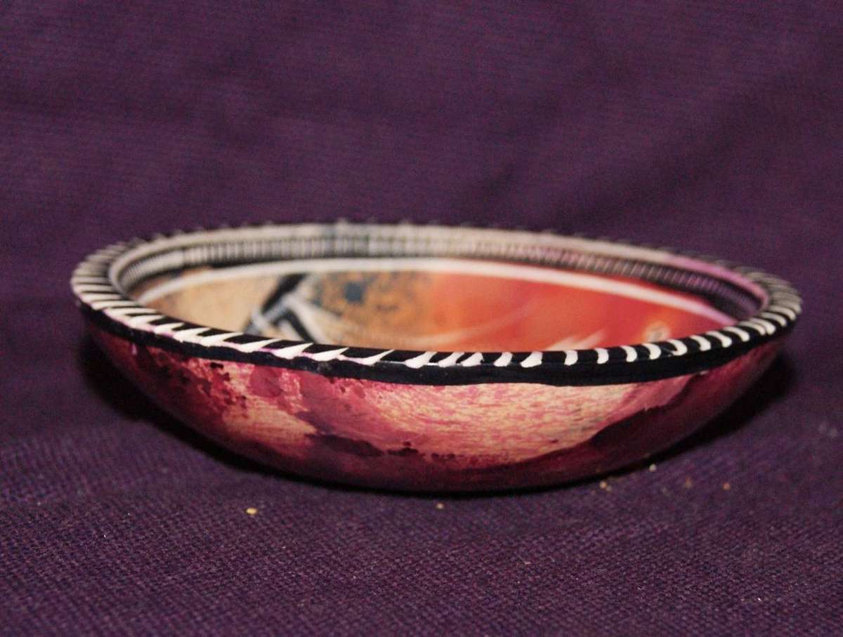 Hand Carved and Decorated Stone Pin Dish