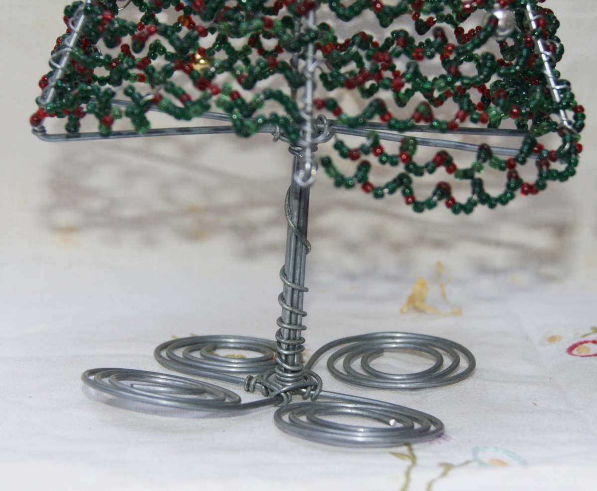 Pair of Beaded Christmas Trees