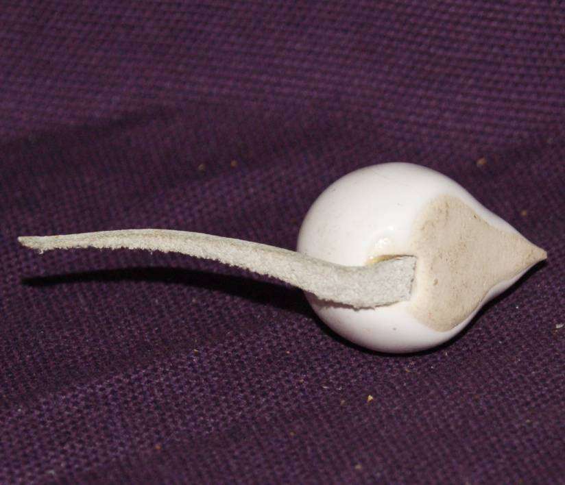 Miniature Porcelain Mouse Ornament with Leather Tail