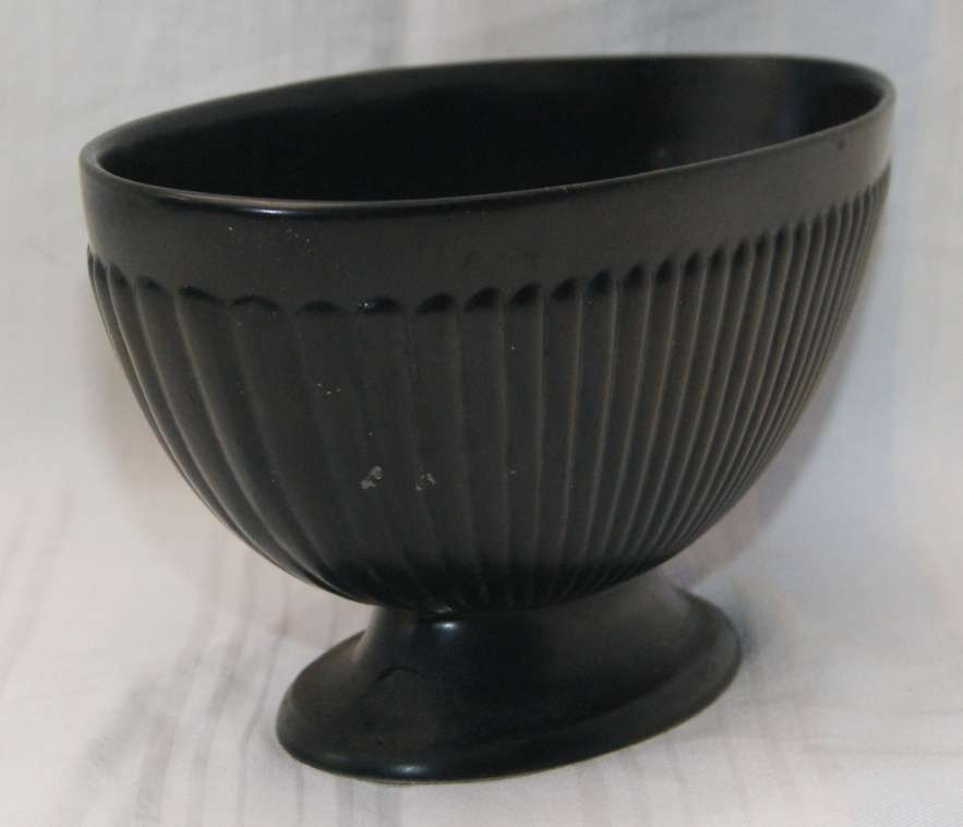 Black Oval Shaped Fluted Wedgwood Vase "Bateau Vase"