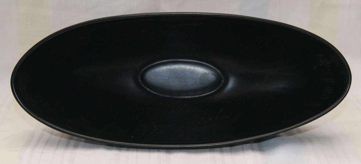 Black Oval Shaped Fluted Wedgwood Vase "Bateau Vase"