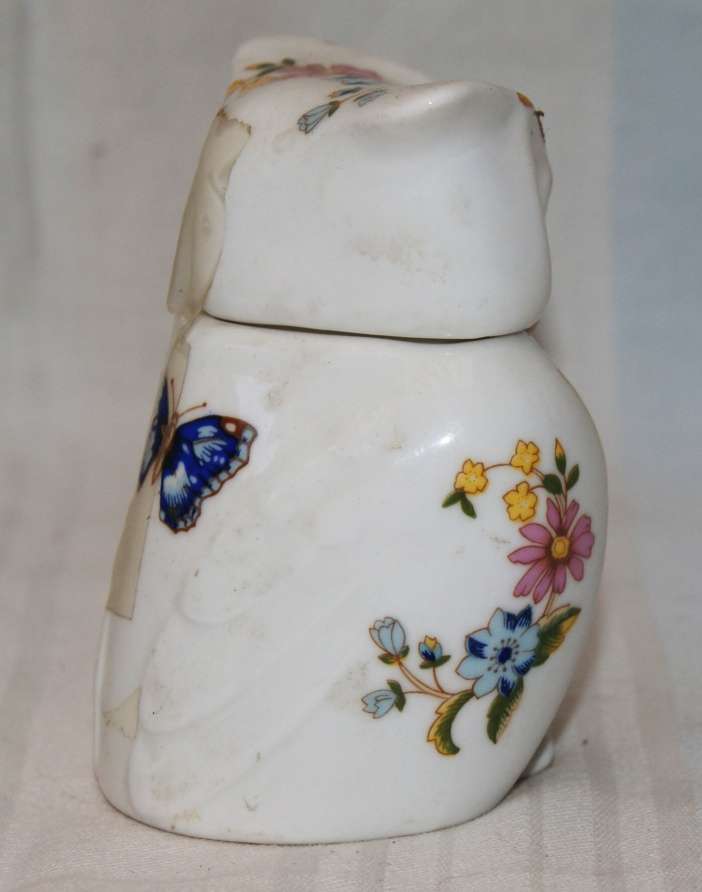 Aynsley "Cottage Garden" Owl Shaped Dressing Table Trinket Box