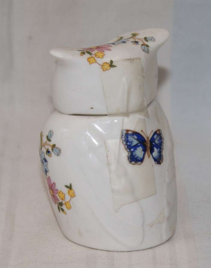 Aynsley "Cottage Garden" Owl Shaped Dressing Table Trinket Box
