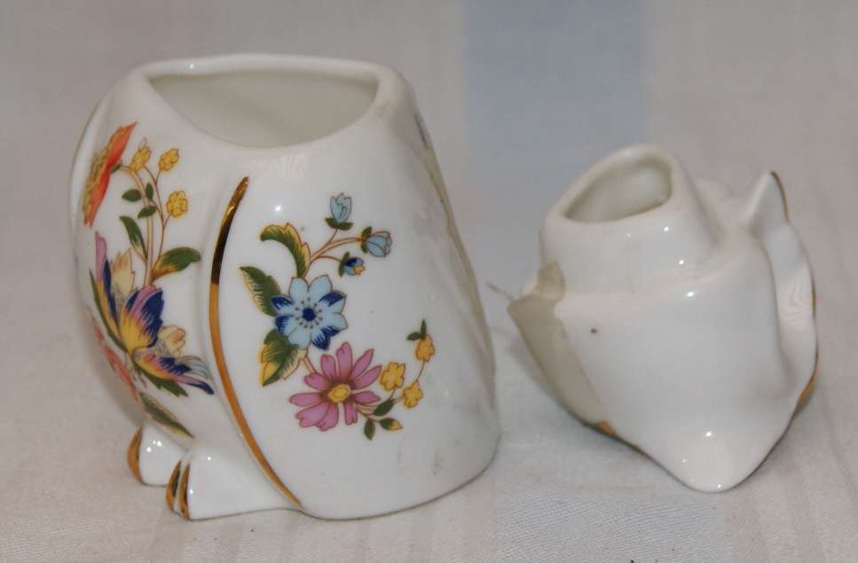 Aynsley "Cottage Garden" Owl Shaped Dressing Table Trinket Box